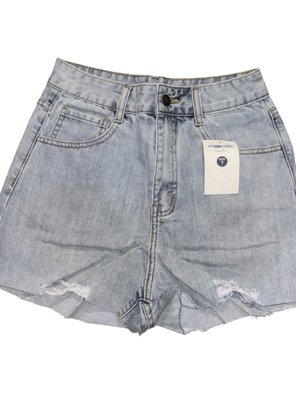 Women’s Light Wash Distressed Denim Shorts Raw Hem NWT Size 7